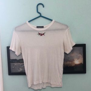 Brandy Melville white rose top